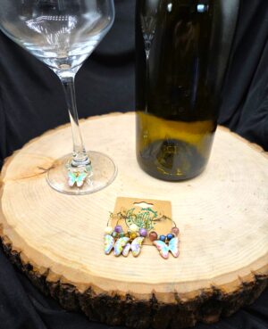 Tie Dye Butterfly Wine Charms