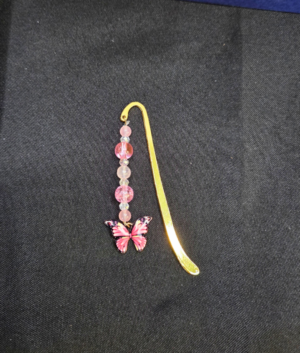 Pink Butterfly Gemstone Bookmark