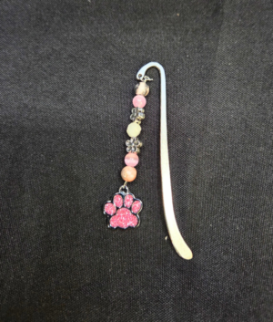 Pink Paw Gemstone Bookmark