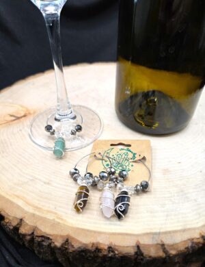 Wire-Wrapped Gemstone Point Wine Charms