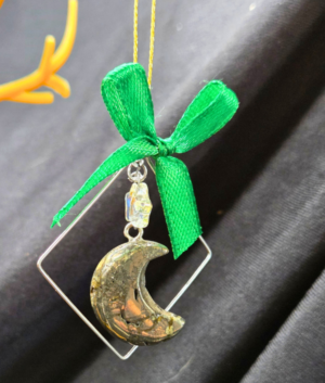 Pyrite Moon Ornament