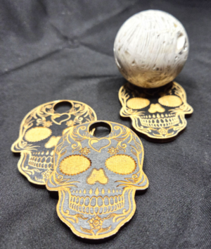 Wood Sugar Skull Sphere Holder