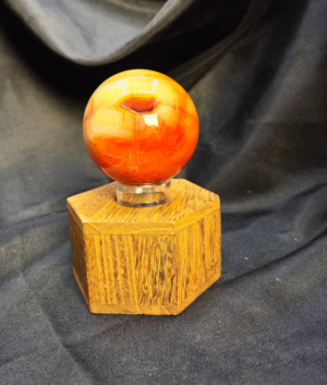 Carnelian Sphere with Drusy Pocket – Polished Natural Crystal