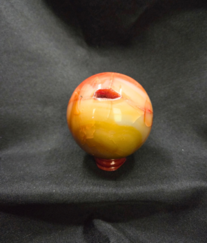 Carnelian Sphere with Drusy Pocket