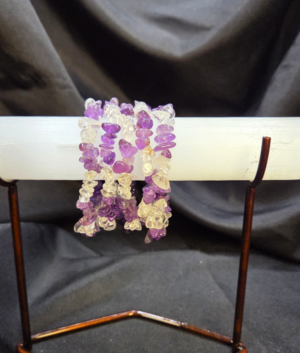 Amethyst with Clear Quartz Chip Beads Bracelet