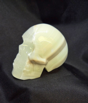 Gray Banded Calcite Polished Crystal Skull 4 inches