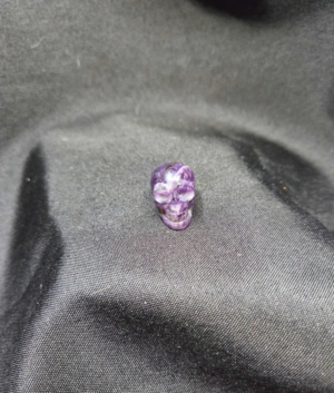 Chevron Amethyst Mini Polished Crystal Skull 1 inch