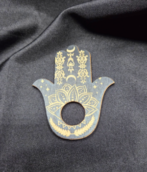 z Wood Hamsa Hand Lotus Sphere Holder