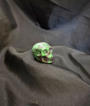 Ruby in Zoisite Small Polished Crystal Skull 2 inches
