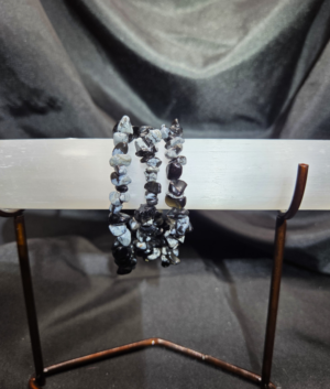 Snowflake Obsidian Chip Beads Bracelet