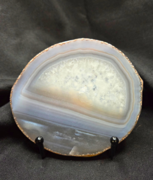 Natural Gray Agate Slab with Drusy Center