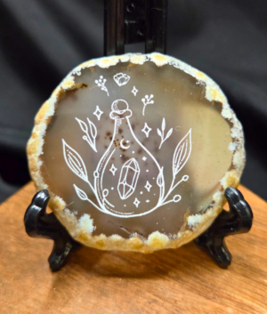Etched Gray Agate Slice – Crystal Potion Bottle Design