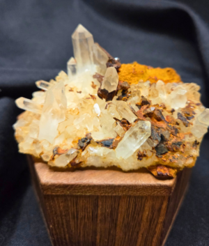 Natural Clear Quartz Cluster w/Drusy Quartz and Iron Oxide Matrix (H)