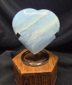 Heart-Blue Calcite with Stand (C)