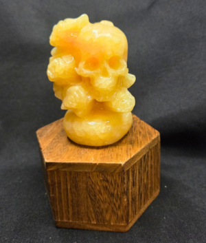 Yellow Calcite Crystal Skull w/Roses