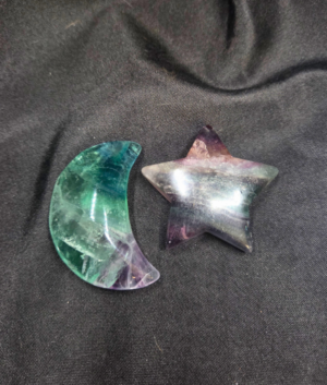 Star & Moon Set-Rainbow Fluorite