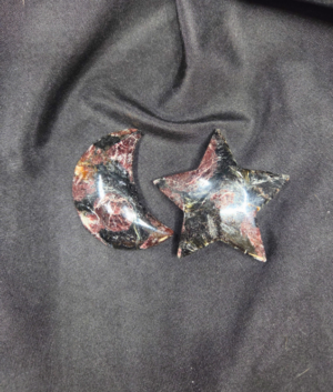 Star & Moon Set-Garnet in Arfvedsonite
