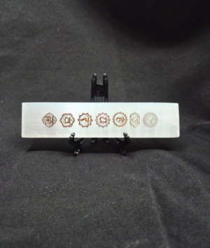 Satin Spar Selenite 7 Chakra Charging Plate-Silver