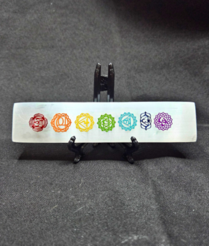 Satin Spar Selenite 7 Chakra Charging Plate-Color