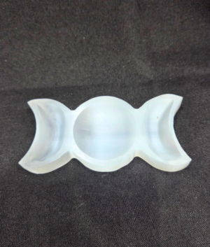 Satin Spar Selenite Triple Moon Charging Dish